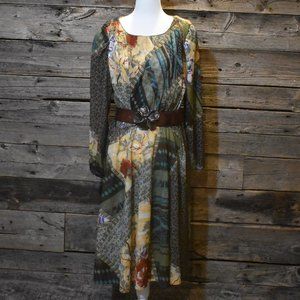 VTG Boho Printed Long Sleeve Dress L-XL